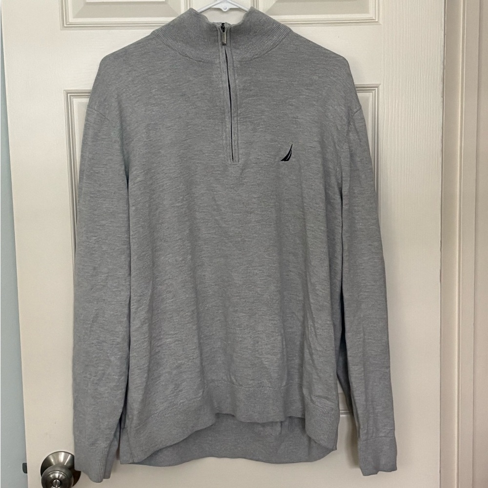 Nautica Men's Light Gray Zip-Up Sweater